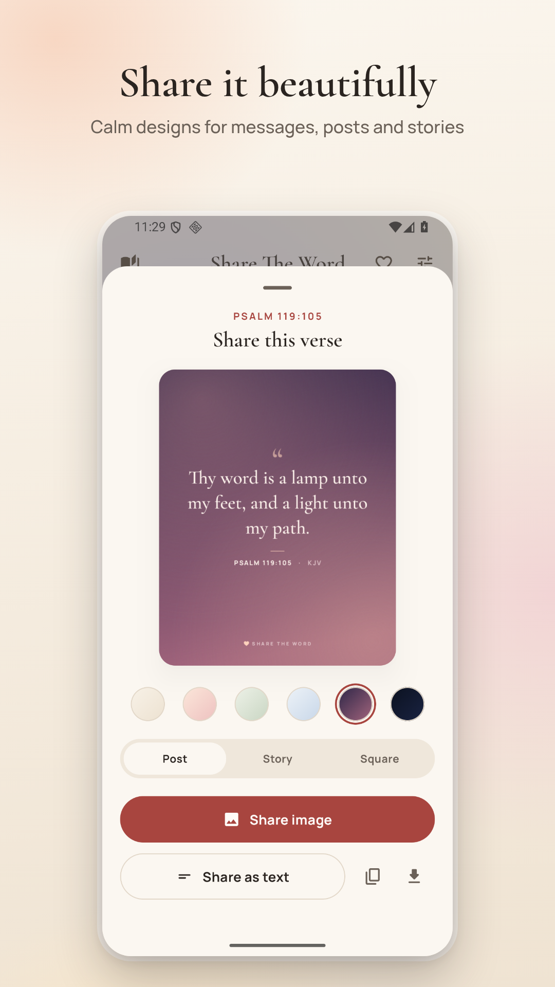 Sharing a verse as an image